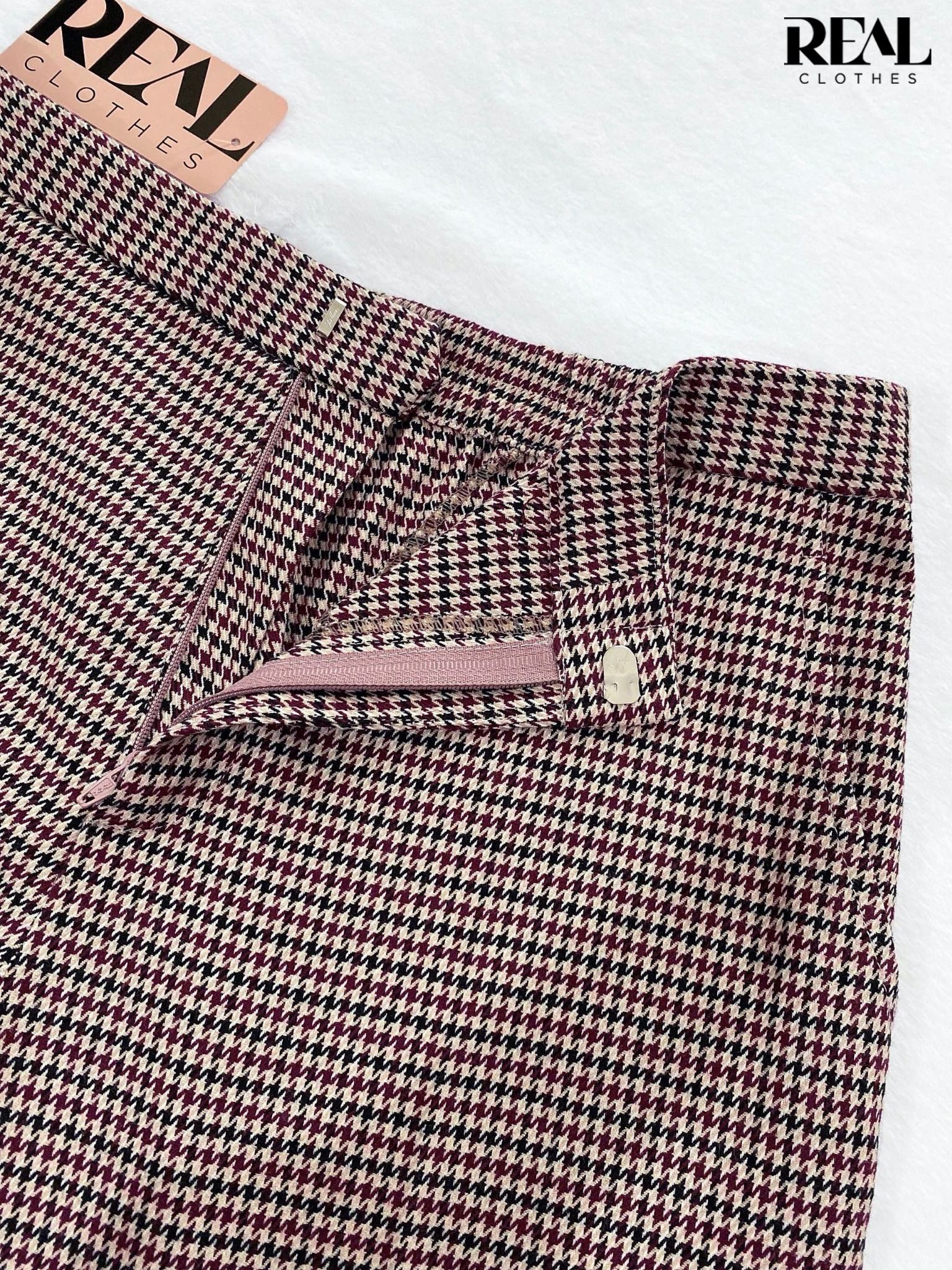 Quần lưng thun zigzag đỏ tím