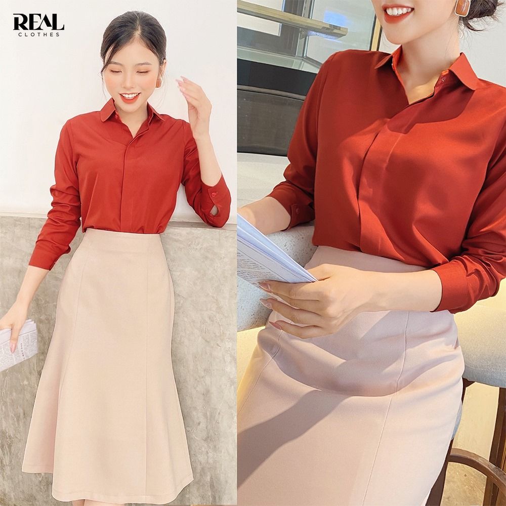 Sơ mi basic cam gạch SALE