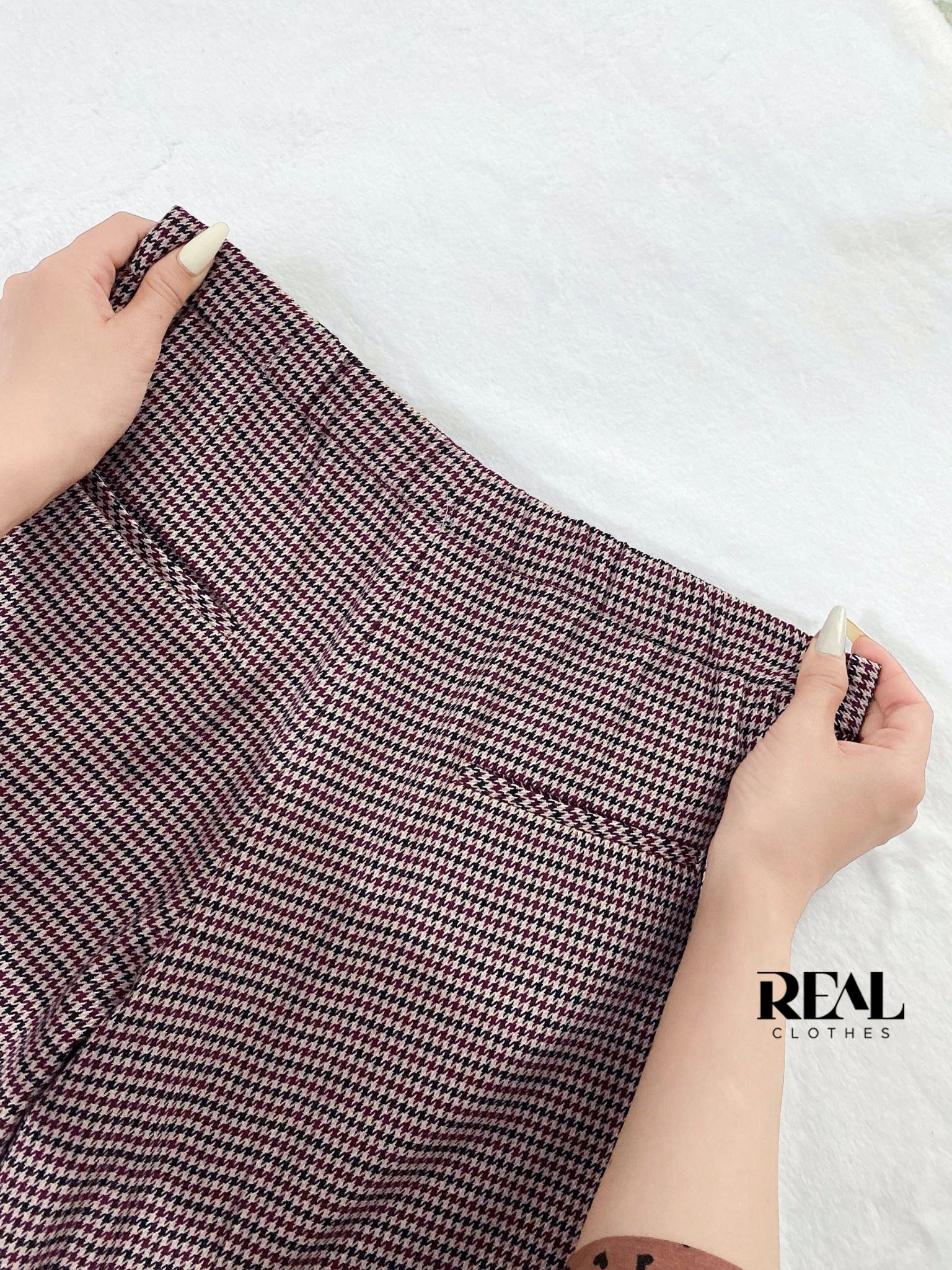 Quần lưng thun zigzag đỏ tím