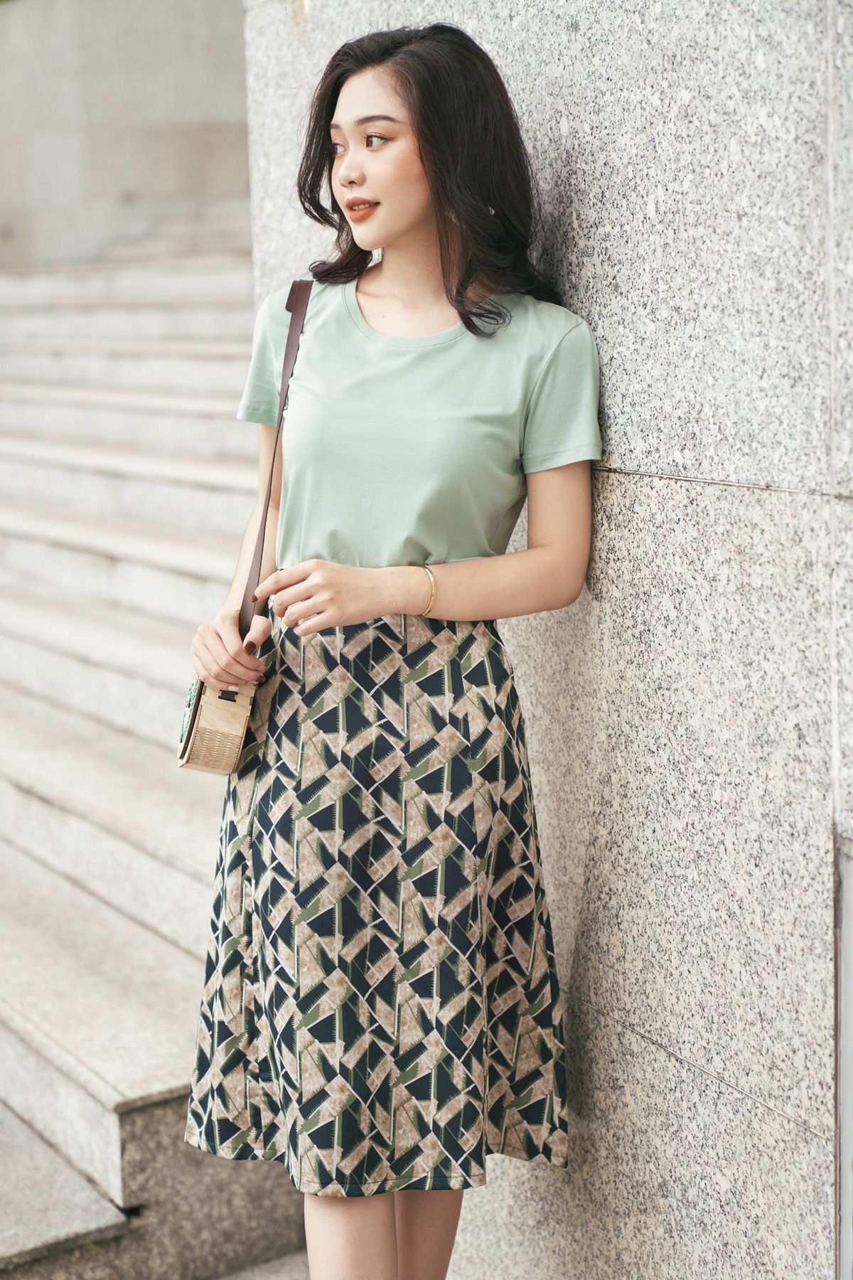 Váy 8 mảnh vệt xanh SALE