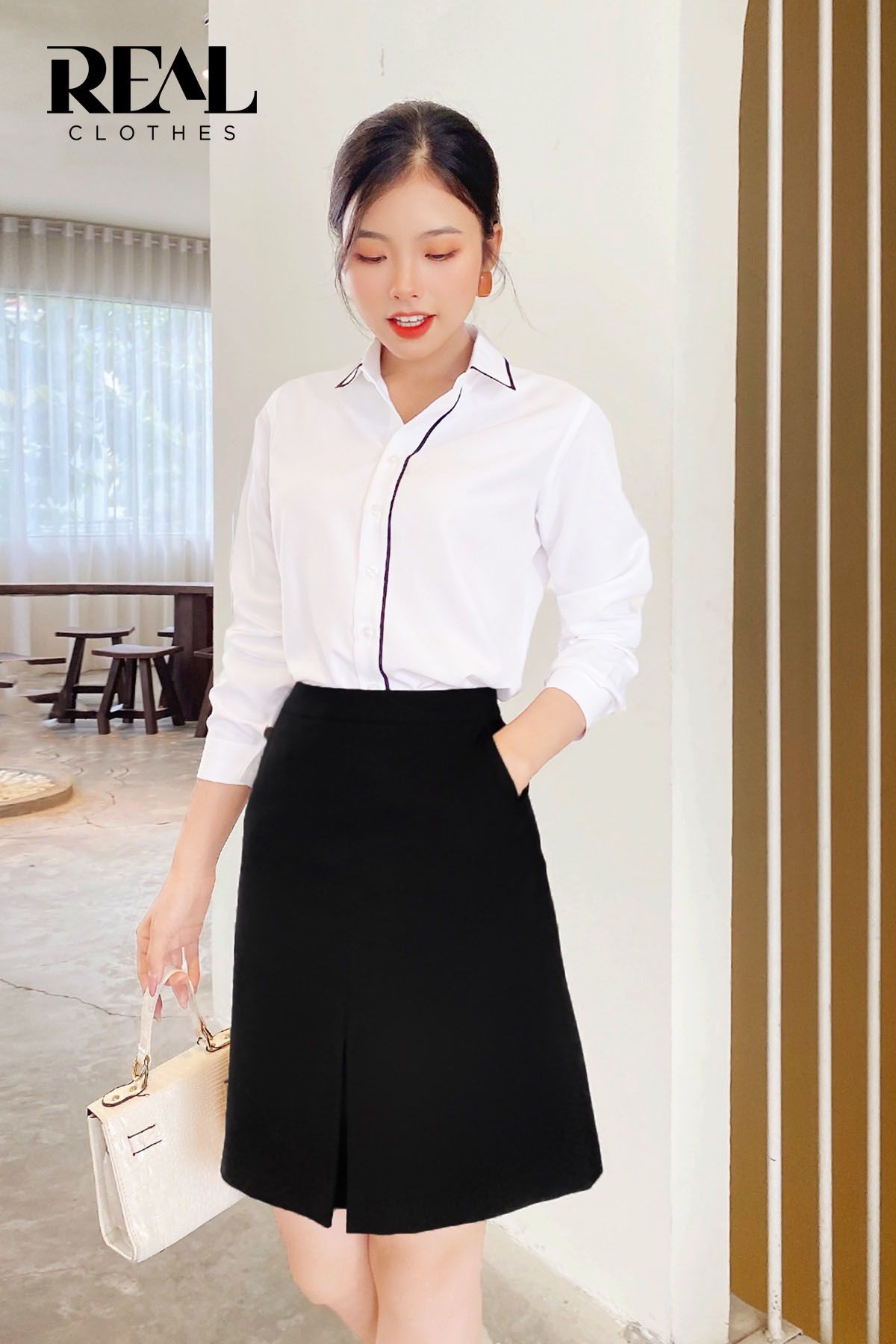 Sơ mi viền trắng