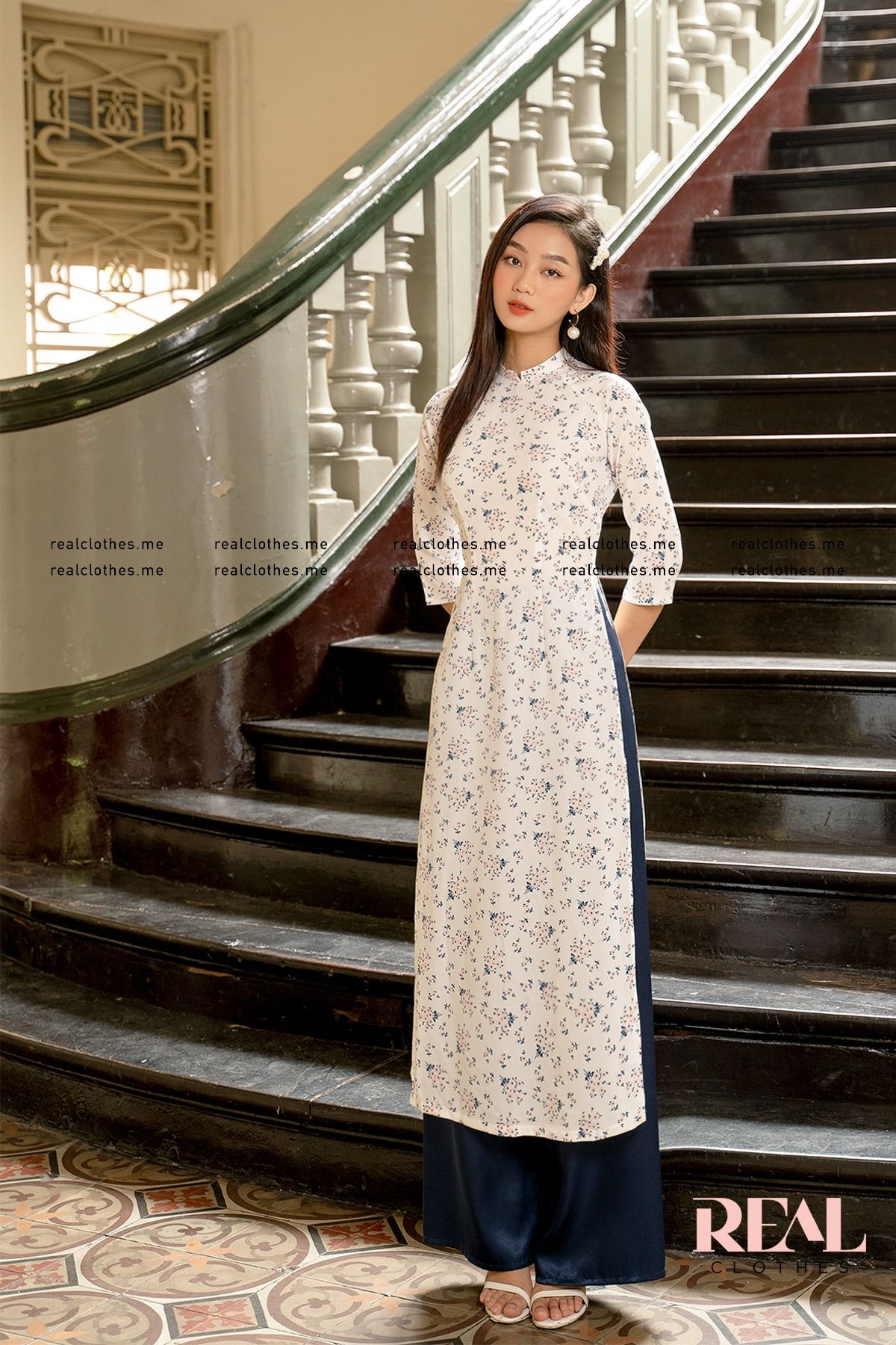 Áo dài hoa nhí - size L