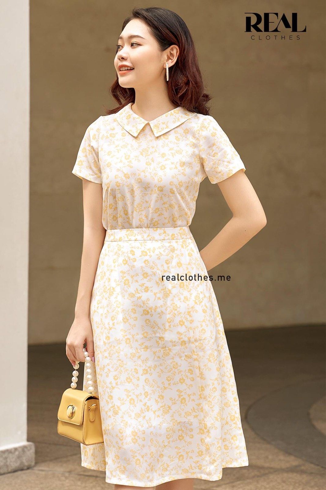 Váy 8 mảnh hoa vàng - SALE