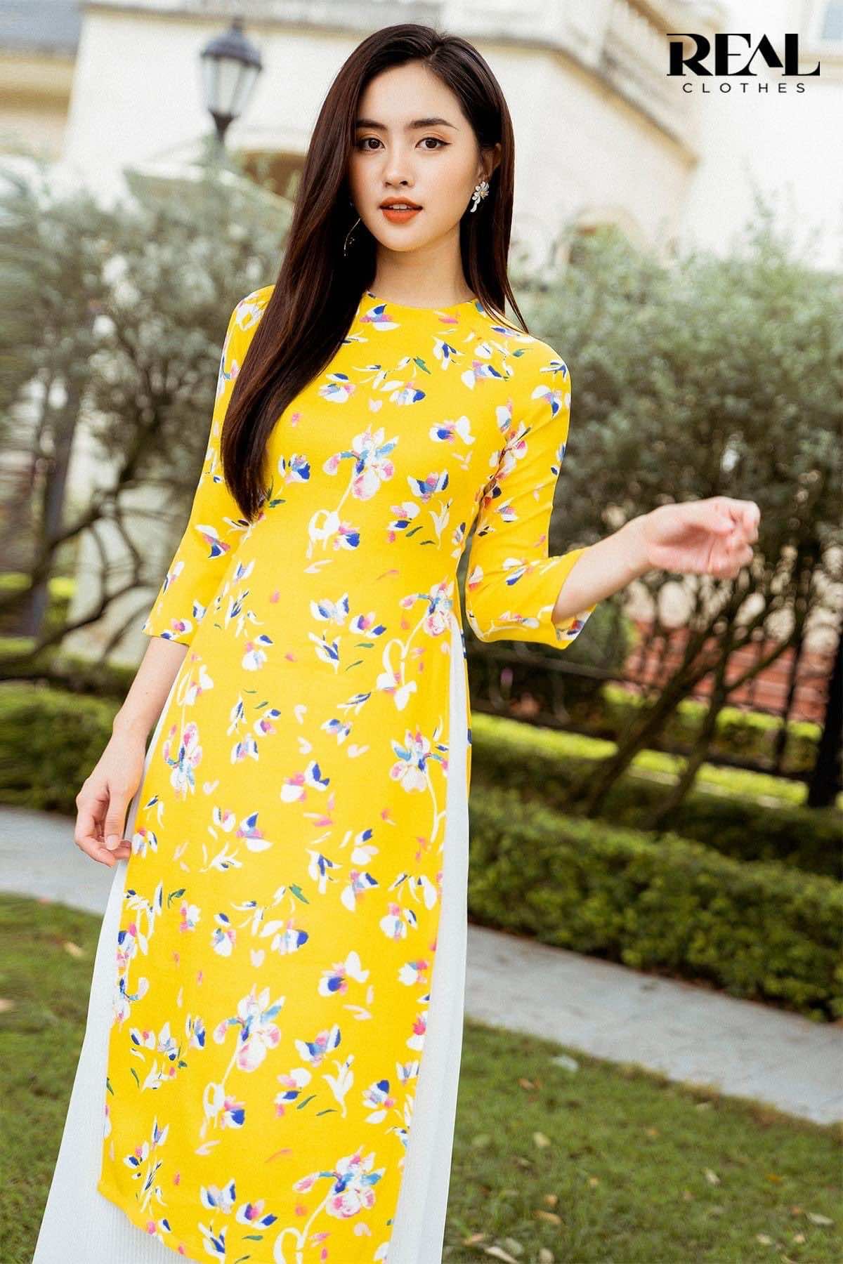 Áo dài vàng hoa SALE