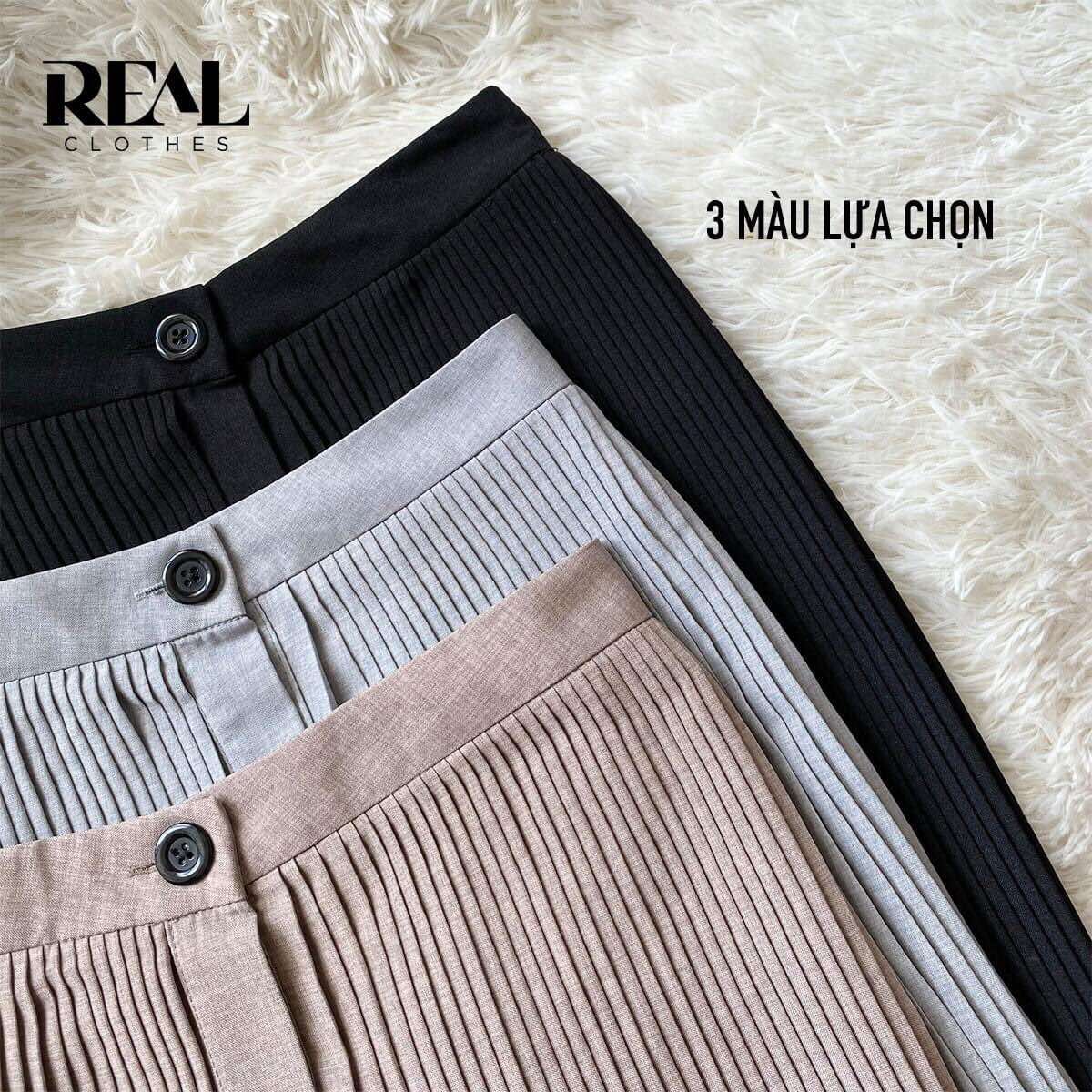 Váy pleated nút nâu SALE