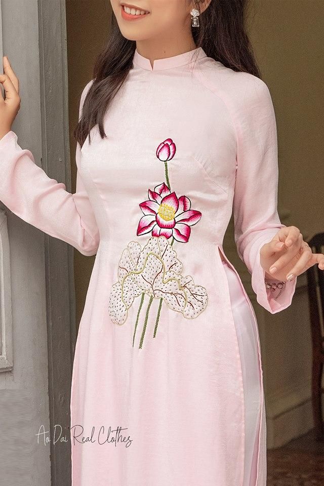 Áo dài hà nội hồng nhạt - SALE size XL