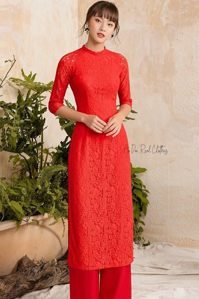 Áo dài song hỷ đỏ size L