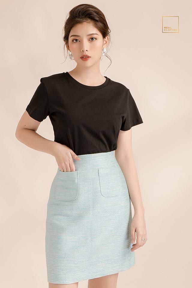 Áo thun trơn đen size XS