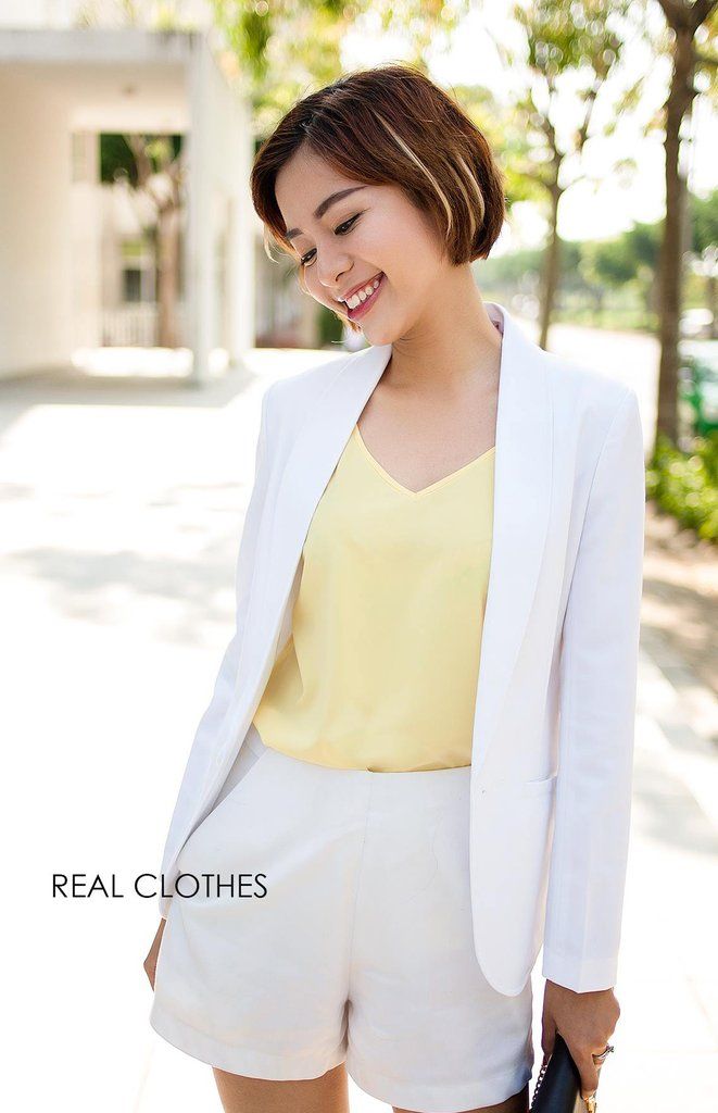 Blazer dài tay dài trắng