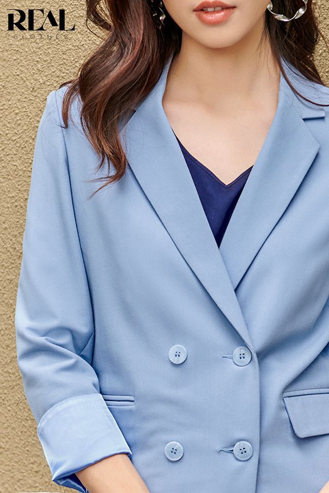 Blazer baby blue 4 nút