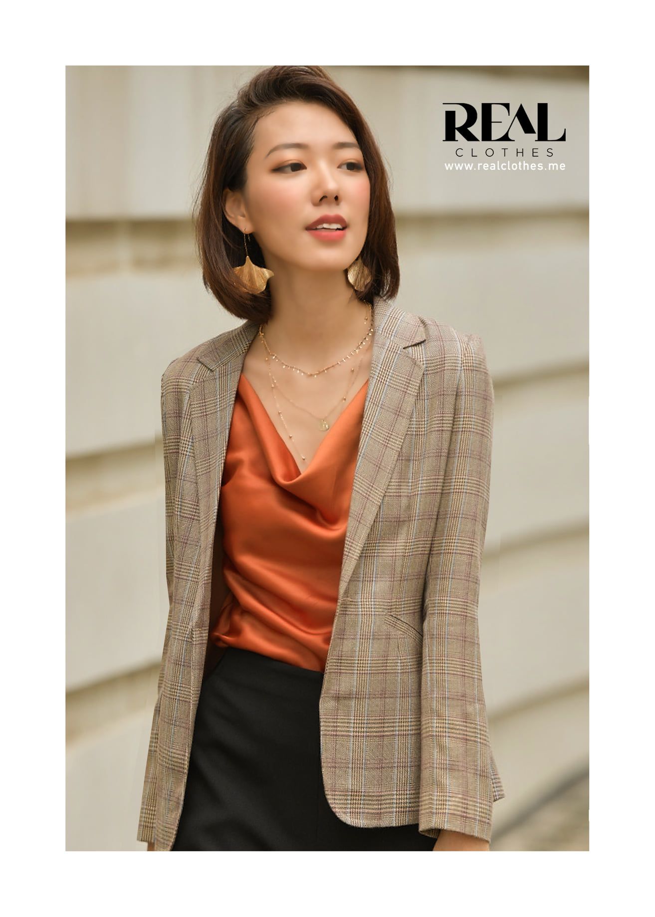 Áo cổ đổ cam đất