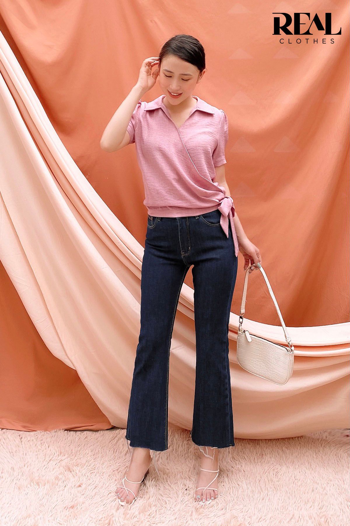 Áo cột eo hồng