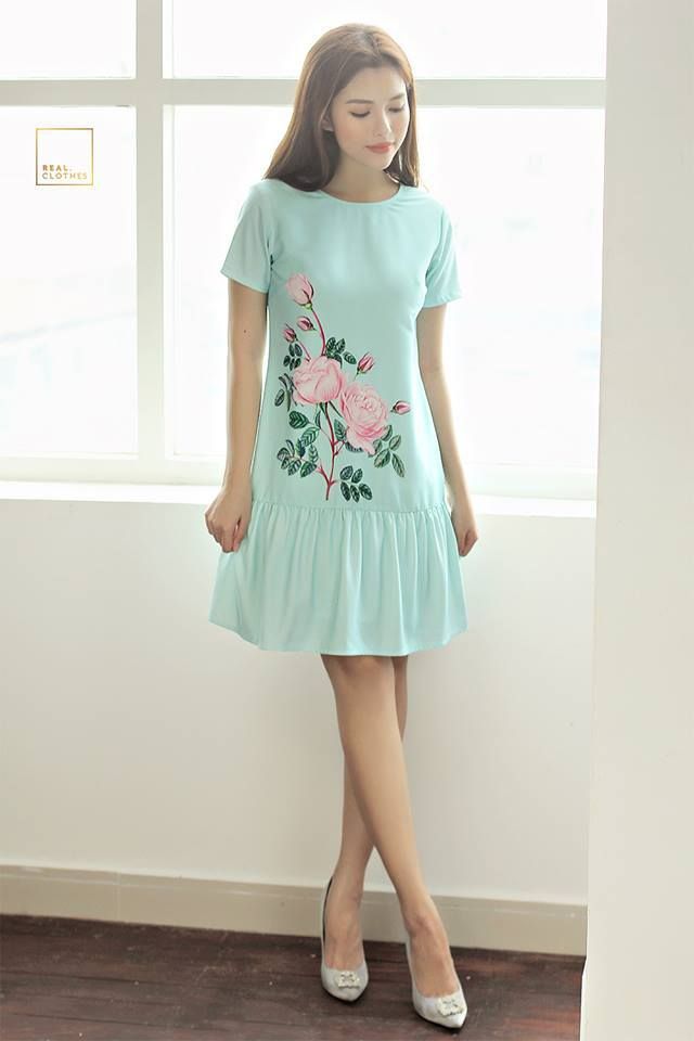 Đầm vicky xanh- SALE size XS