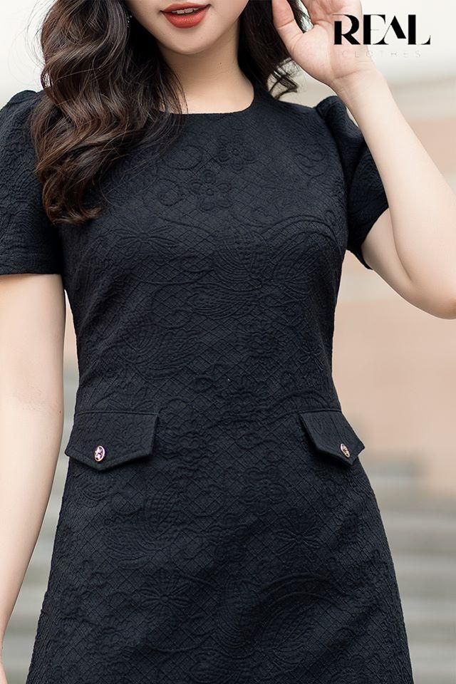 Đầm suông gấm đen
