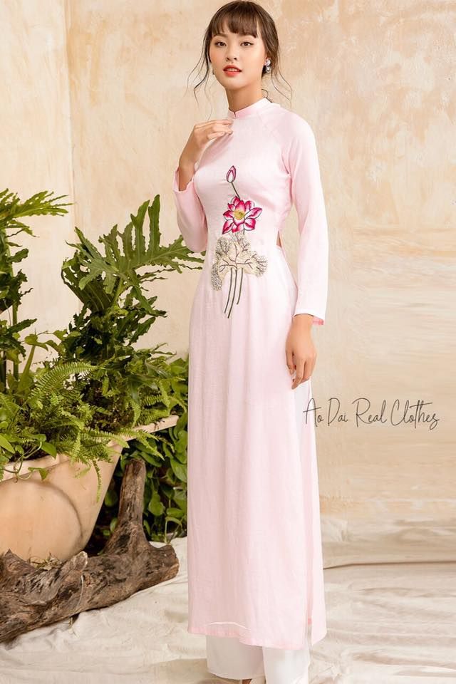 Áo dài hà nội hồng nhạt - SALE size XL