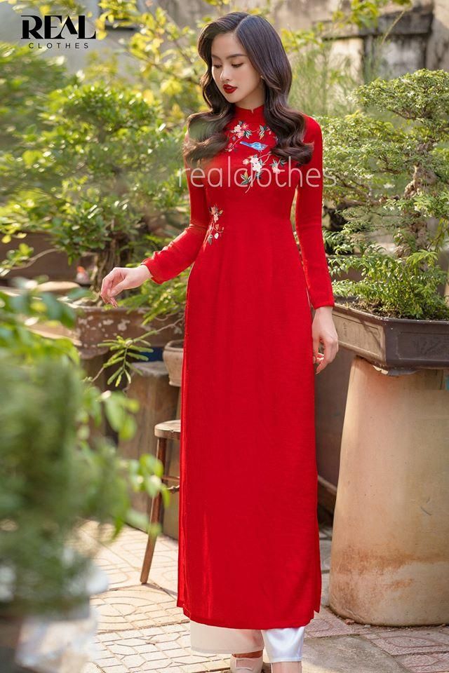 Áo dài Hội An đỏ - size XL