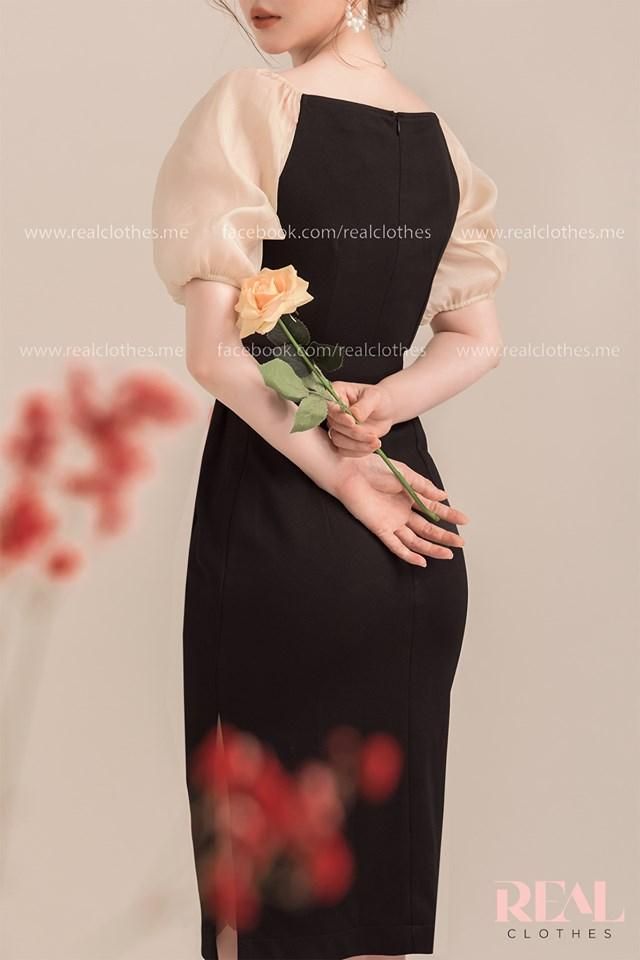 Đầm Jenny đen phối tay