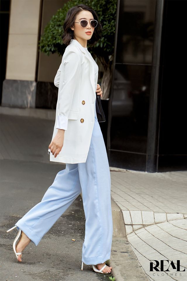 Quần suông linen blue