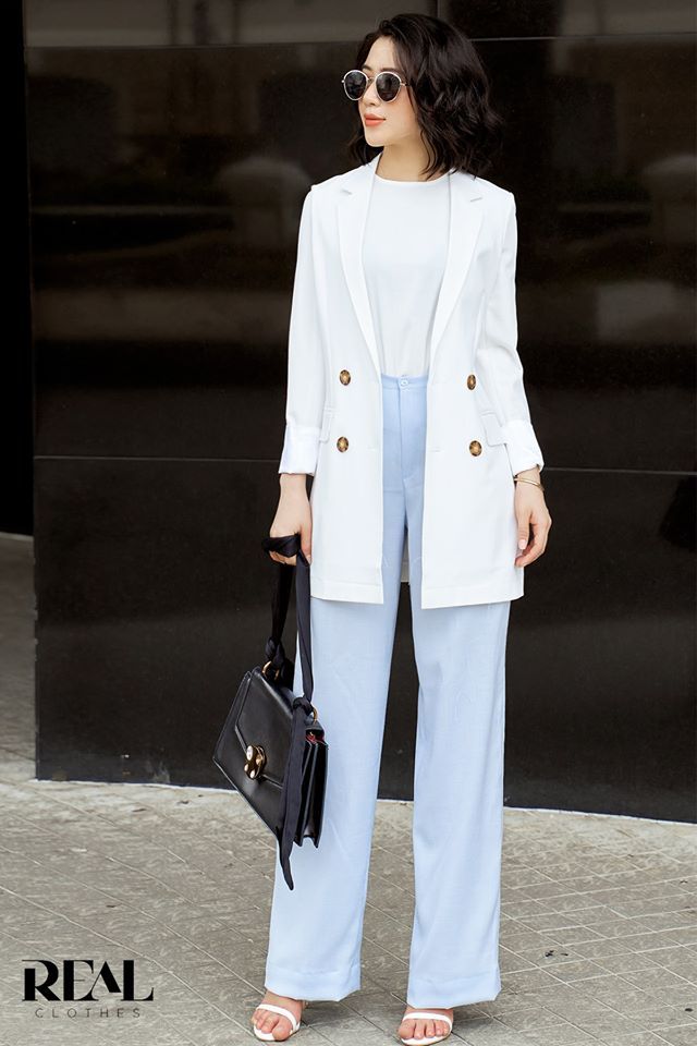 Quần suông linen blue
