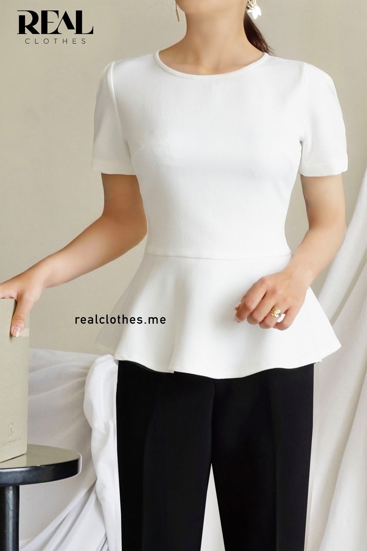 Áo peplum trắng