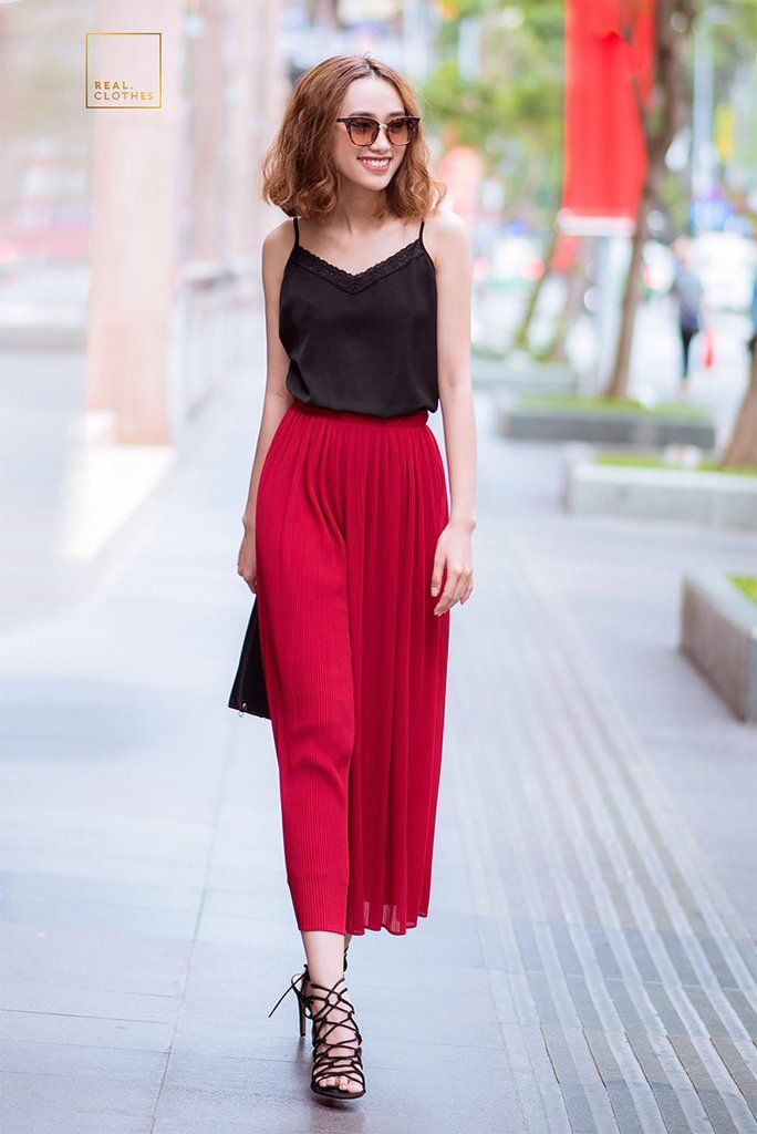 Quần dập ly đỏ đô