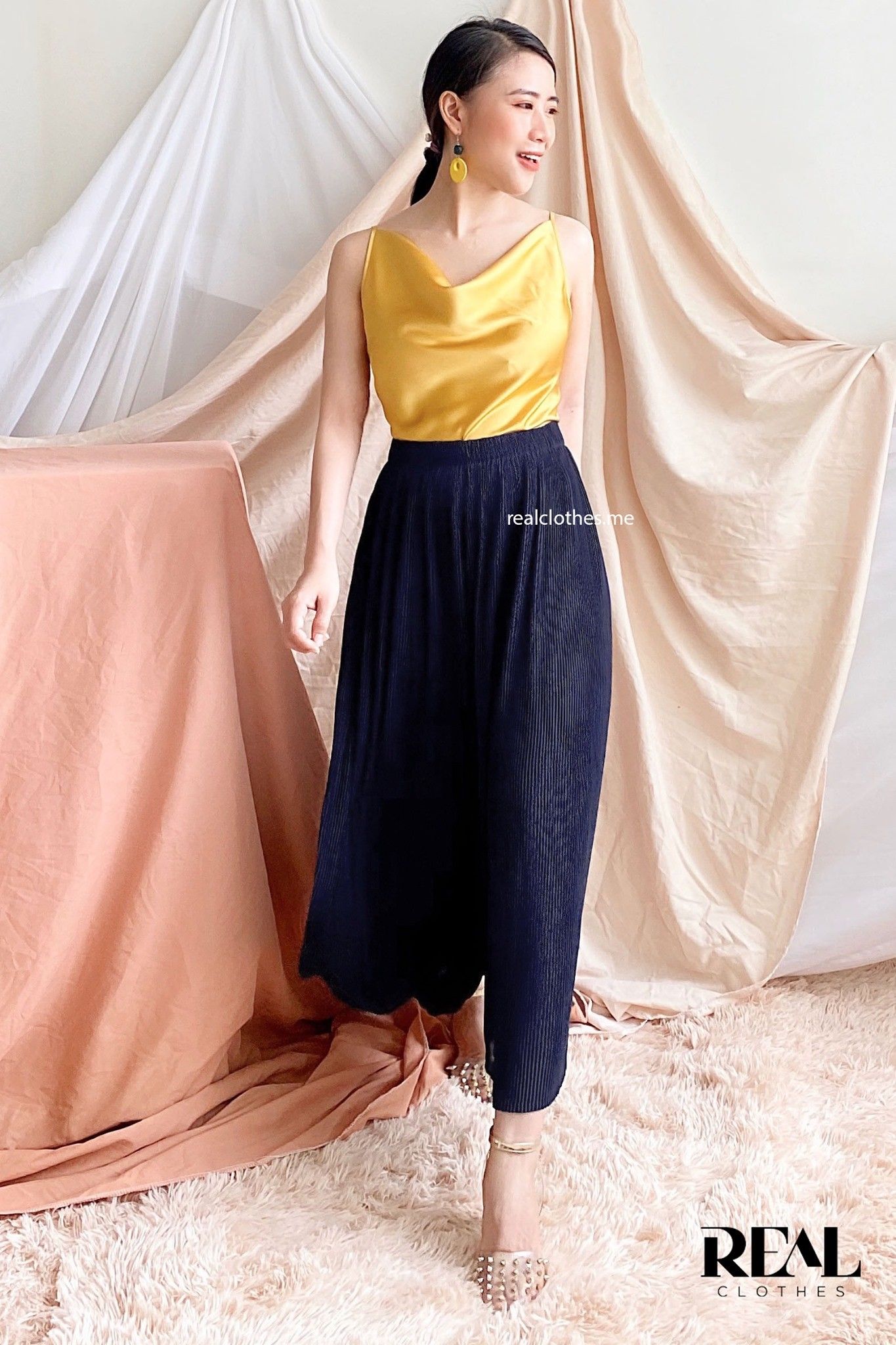 Quần dập ly xanh đen