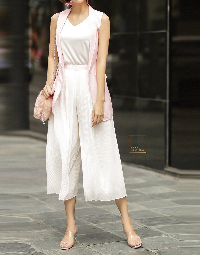 Quần dập ly trắng