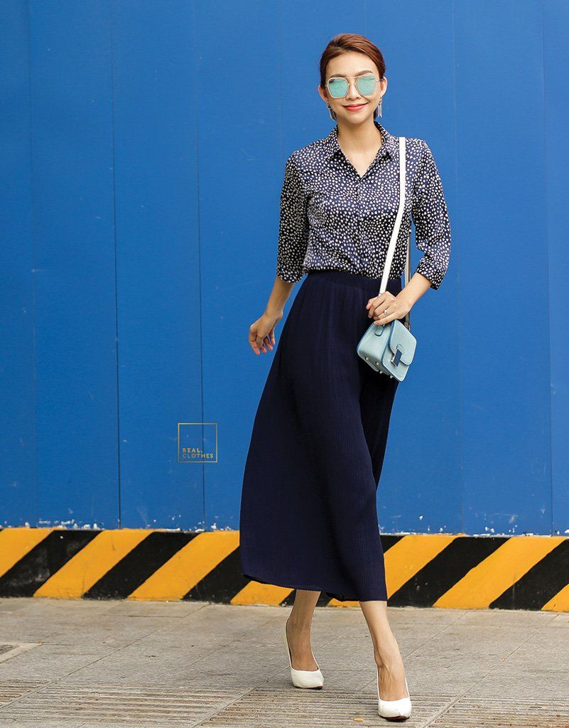 Quần dập ly xanh đen