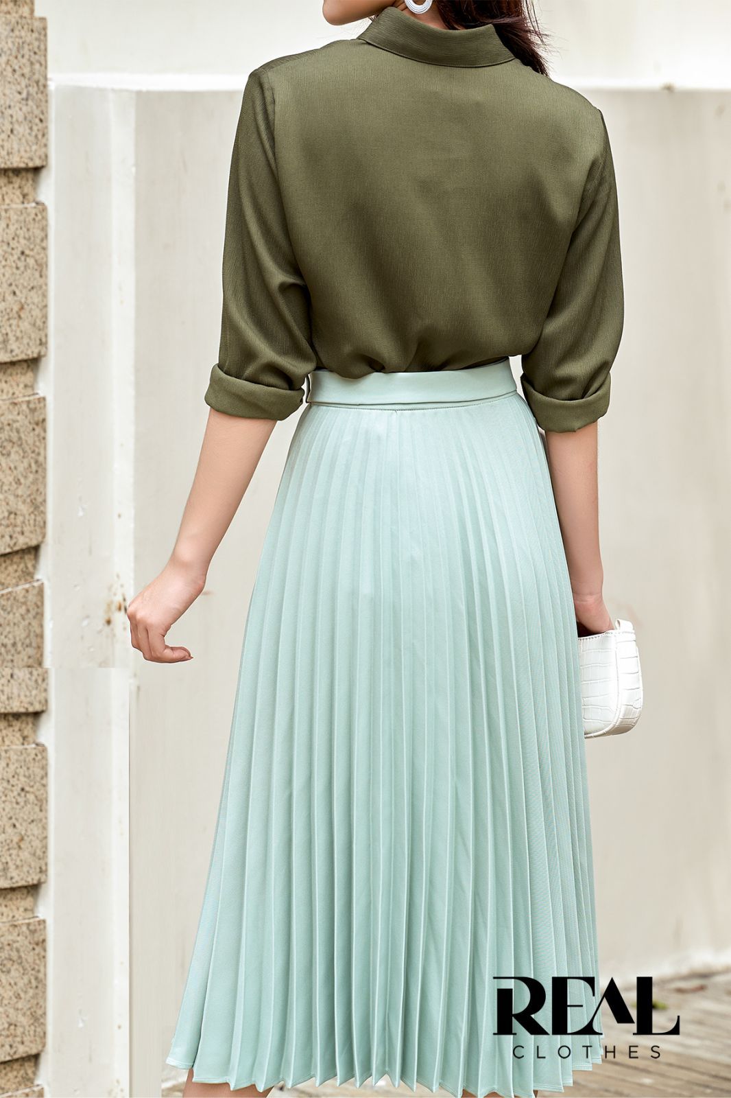 Váy rẻ quạt mint (kèm belt)