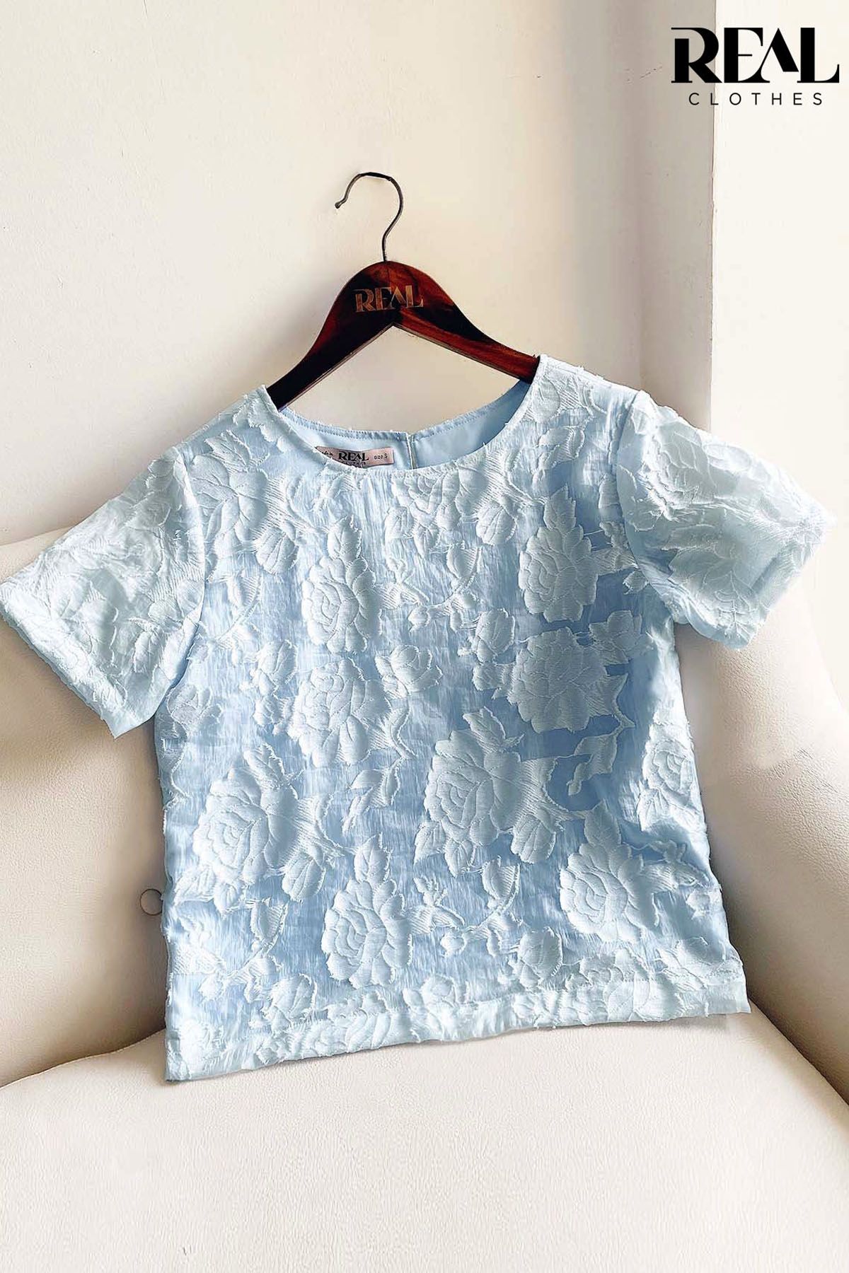 Croptop hoa blue