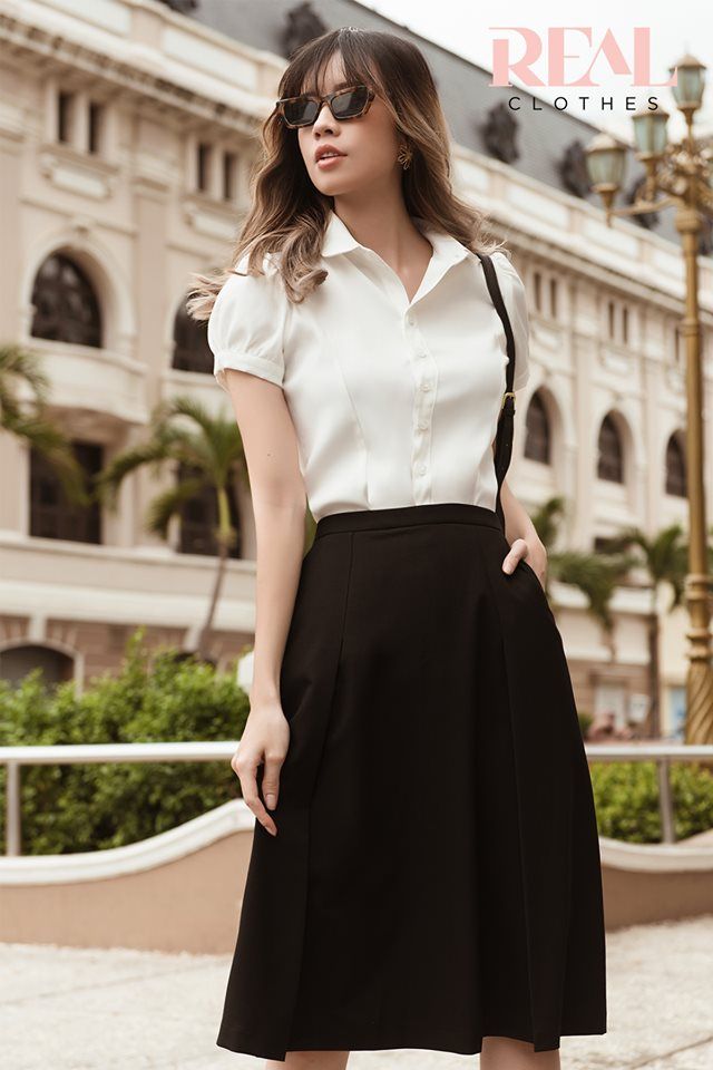 Sơ mi tay phồng trắng