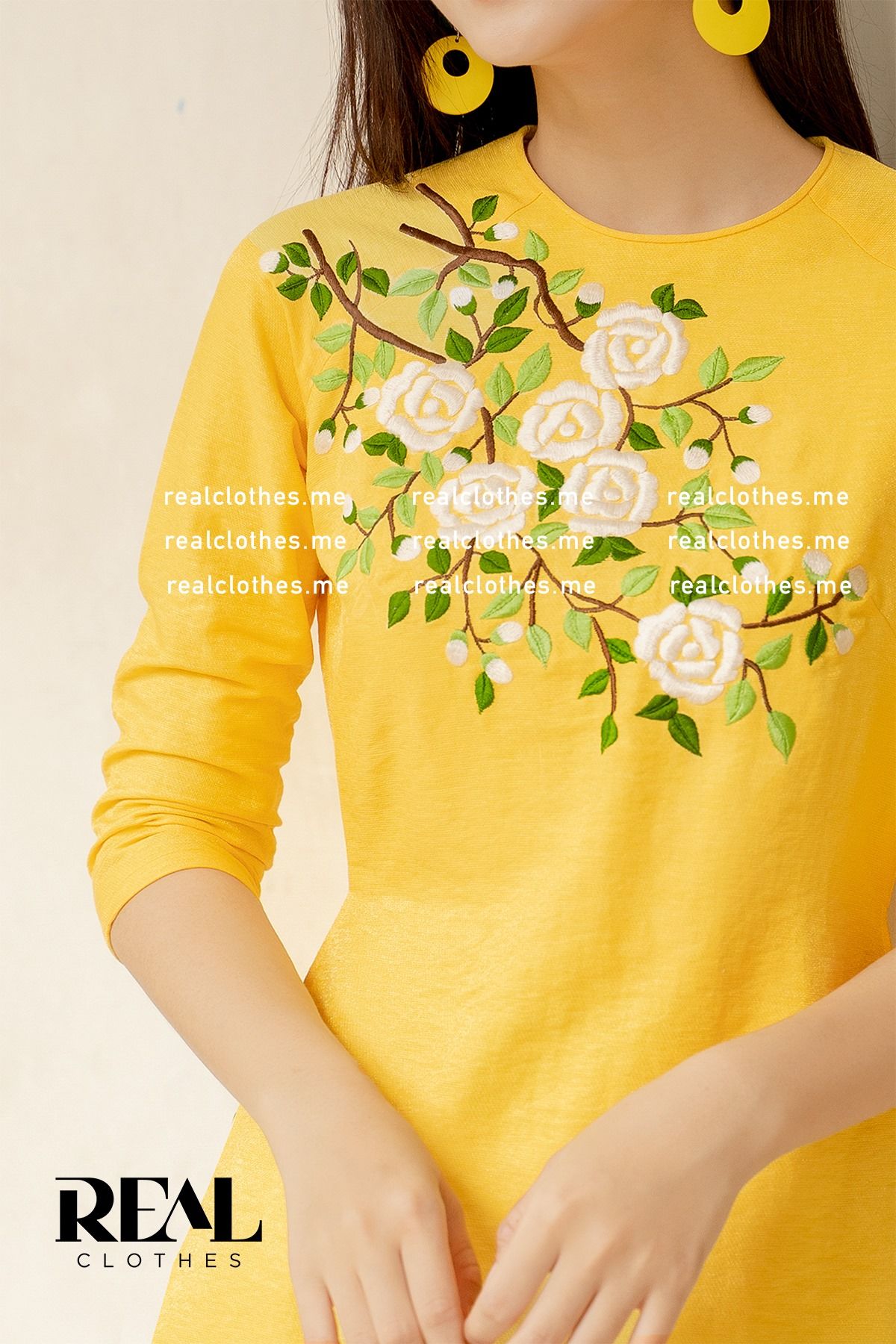 Áo dài Yellow hoa