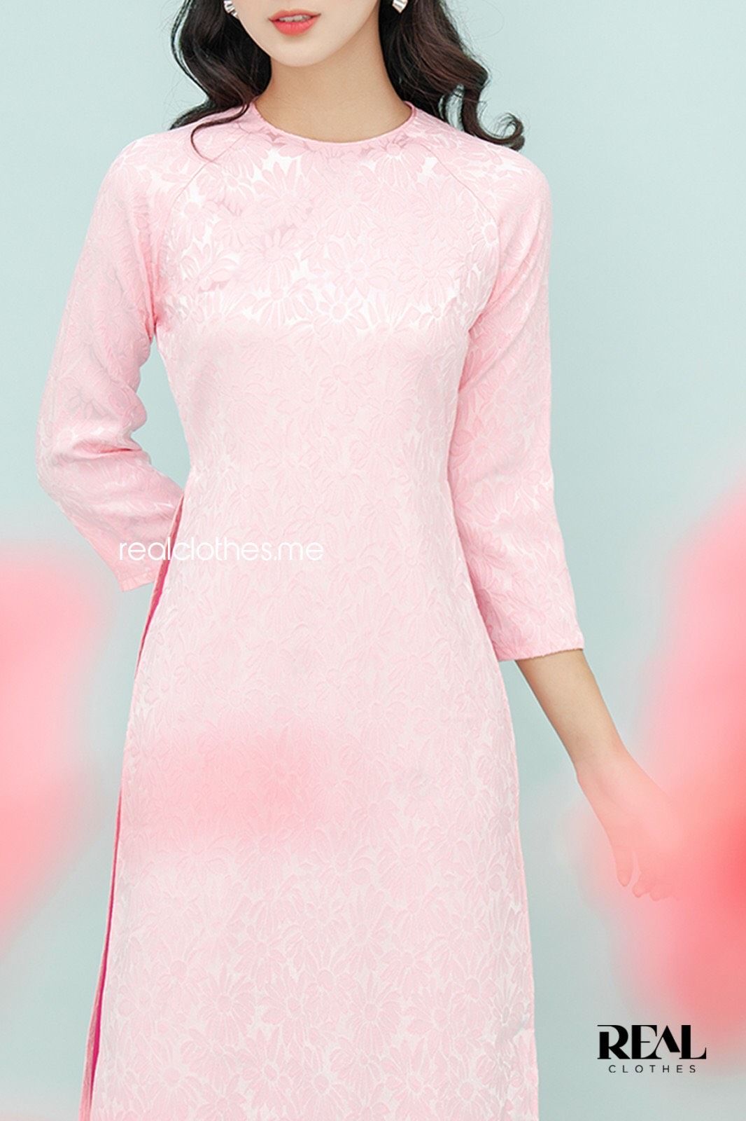 Áo dài xuân hồng trơn - SALE