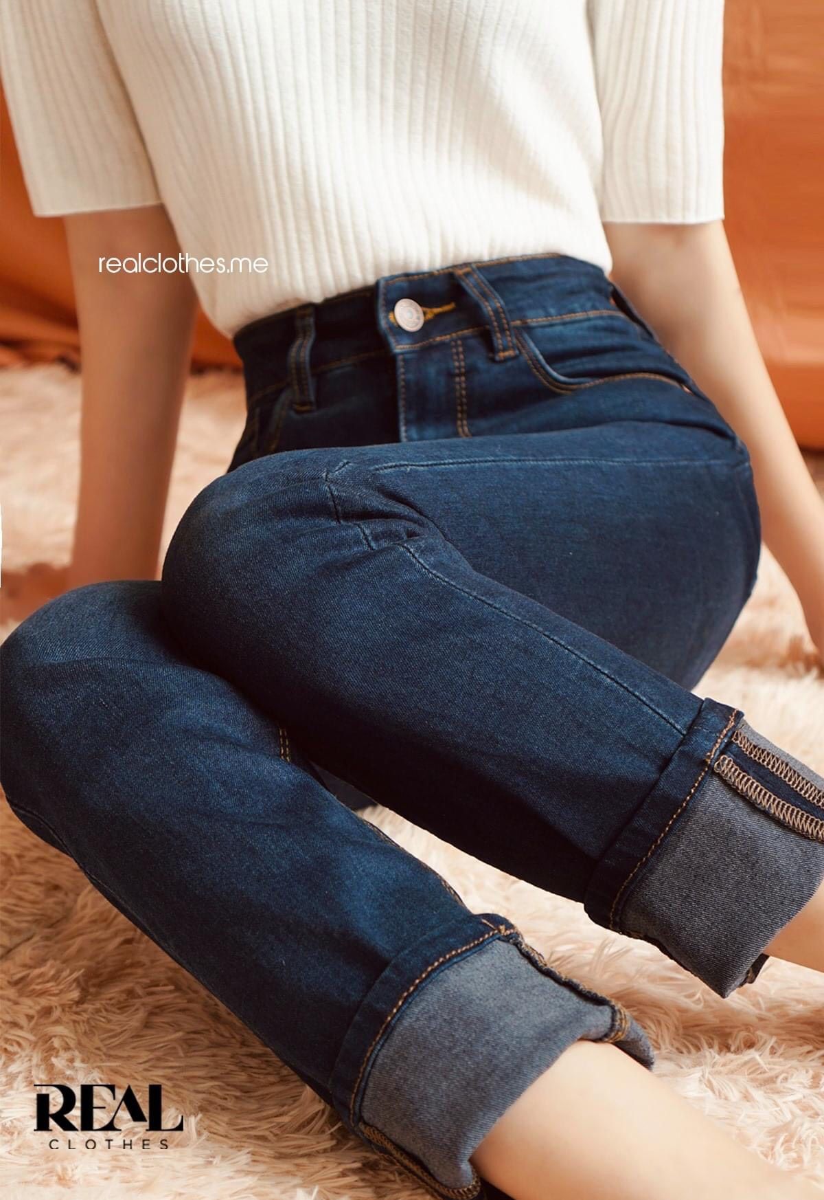 Quần jeans basic xanh đậm