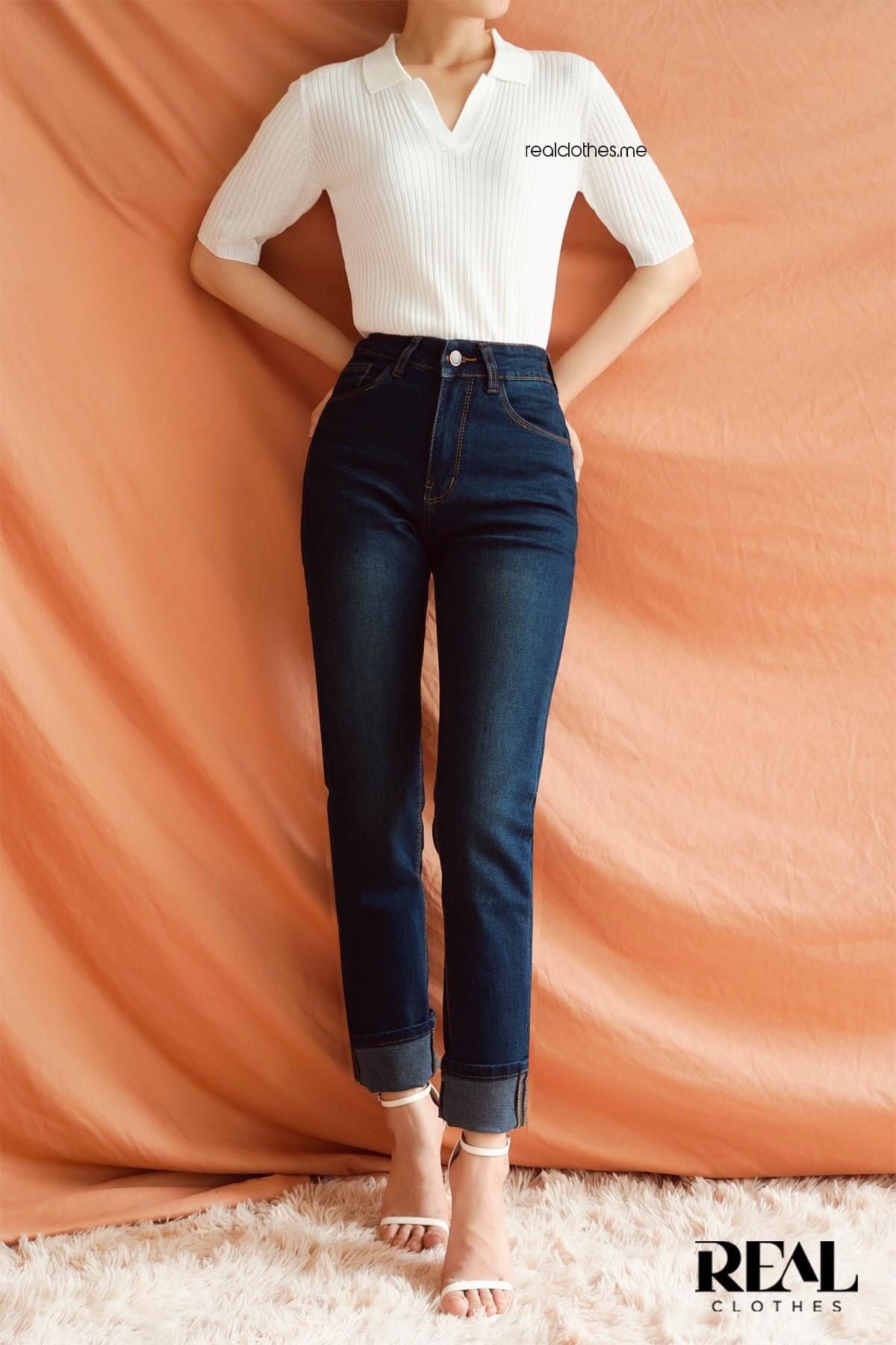 Quần jeans basic xanh đậm