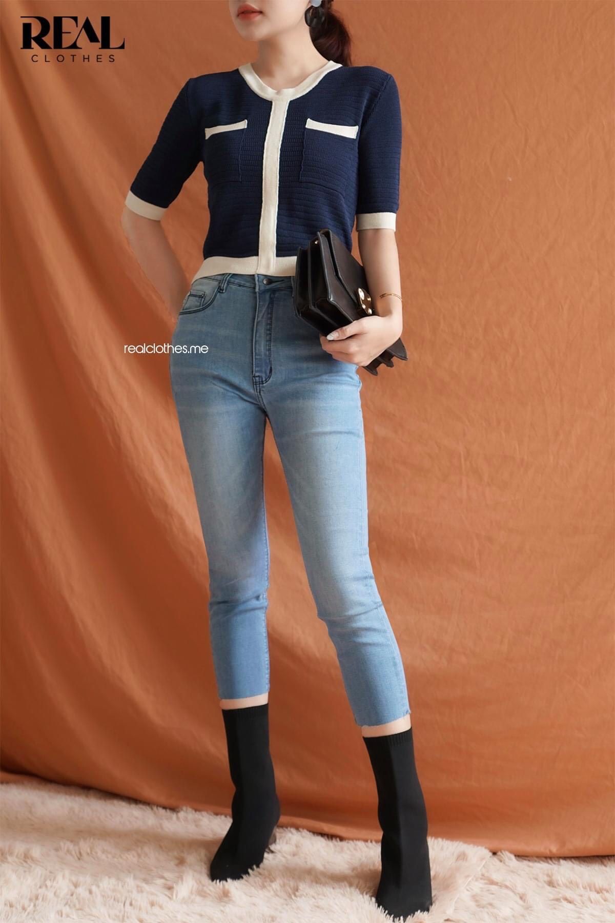 Quần jeans lửng xanh nhạt