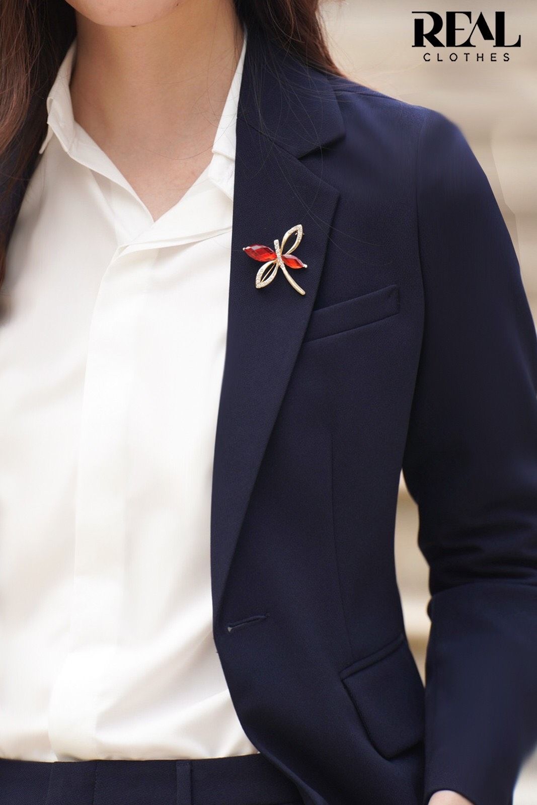 Blazer clara xanh đen