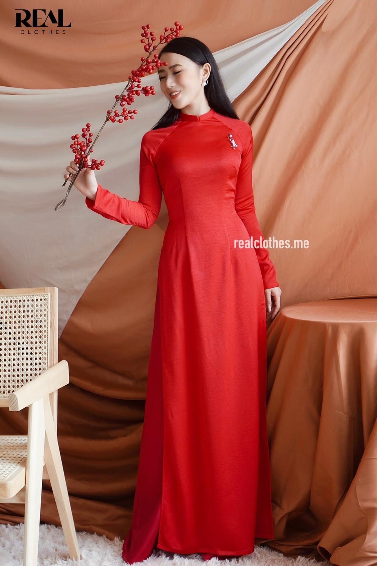 Áo dài Trà My đỏ