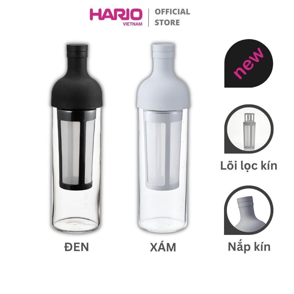 Bình pha cà phê cold brew HARIO FIC Filter-in coffee bottle 650ml (Xám / Đen)
