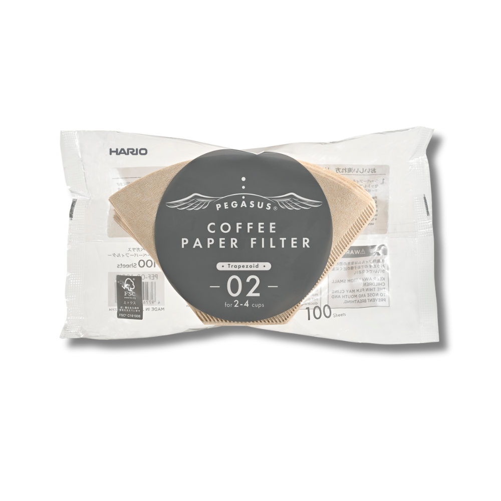 Giấy lọc cà phê Hario Pegasus coffee paper filter 100 tờ, size 02 PEF-02-100 (hình thang, 2 màu Trắng & Nâu)