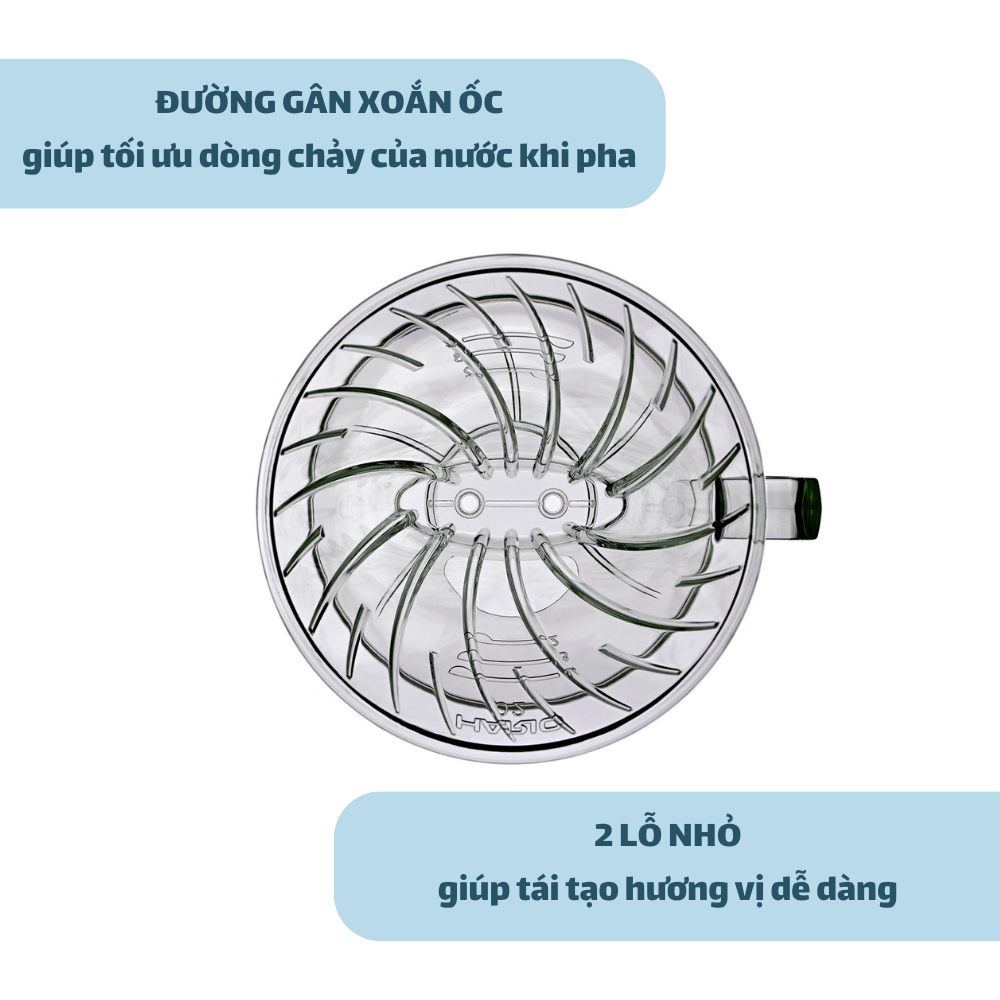 Phễu pha cà phê Hario Pegasus Dripper PED-02-T (phễu hình thang, size 02, chất liệu nhựa AS, trong suốt)
