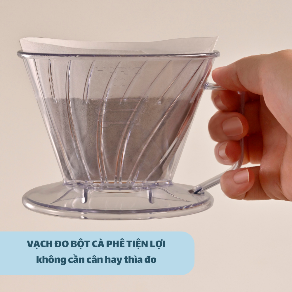 Phễu pha cà phê Hario Pegasus Dripper PED-02-T (phễu hình thang, size 02, chất liệu nhựa AS, trong suốt)