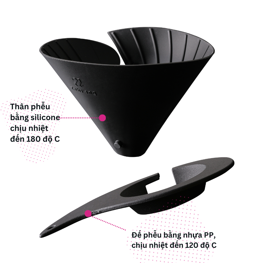 Phễu pha cà phê du lịch Hario V60 Zebrang flat dripper ZB-VDFP-02B bằng silicone, size 02 (có thể tháo rời và cuộn tròn)