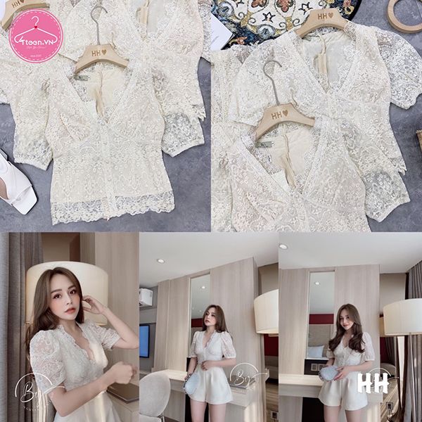 Áo sơ mi kiểu voan mỏng thêu hoa