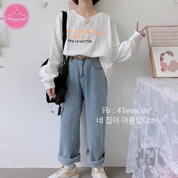 Áo phông nữ tay dài thu đông dáng rộng Ulzzang