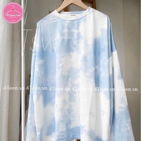 Áo thun dài tay loang màu dáng rộng siêu cute