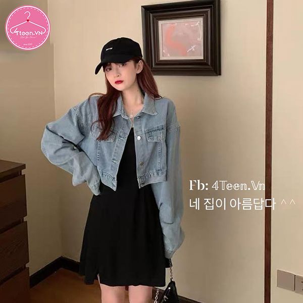Áo khoác bò croptop chất lừ