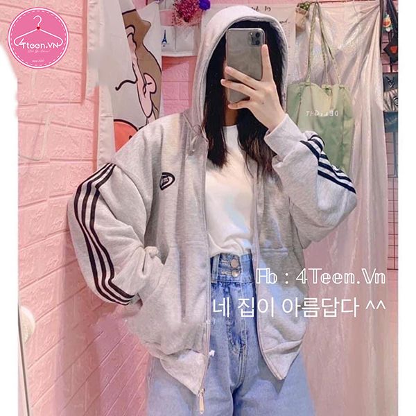 Áo khoác thể thao tay viền có nón