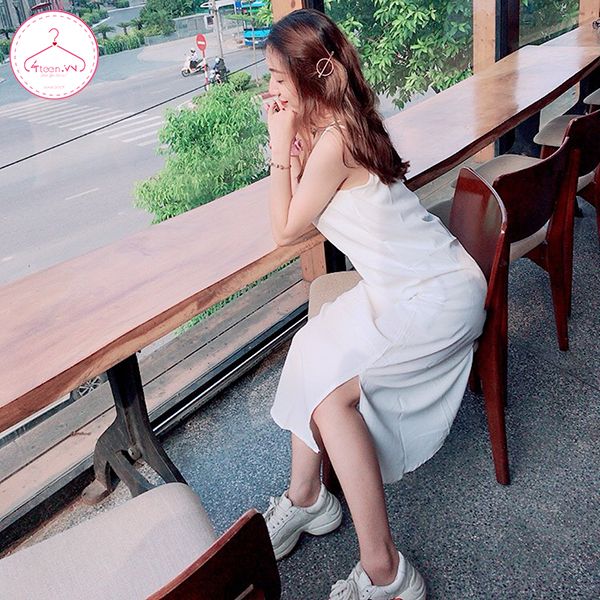 Đầm maxi 2 dây hở lưng
