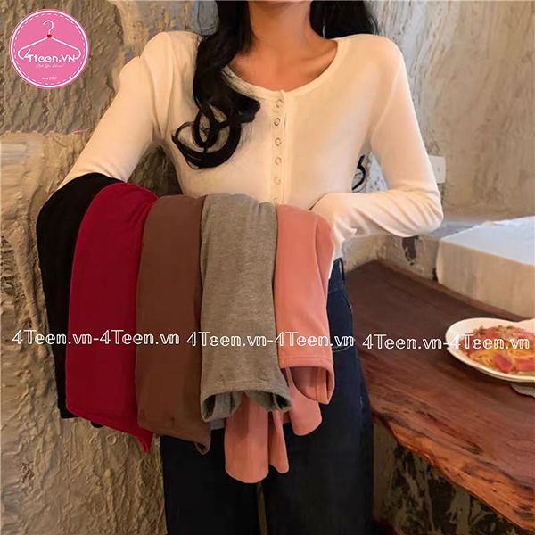 Áo Croptop Len Tăm Cúc Dọc Tay Dài Ulzzang